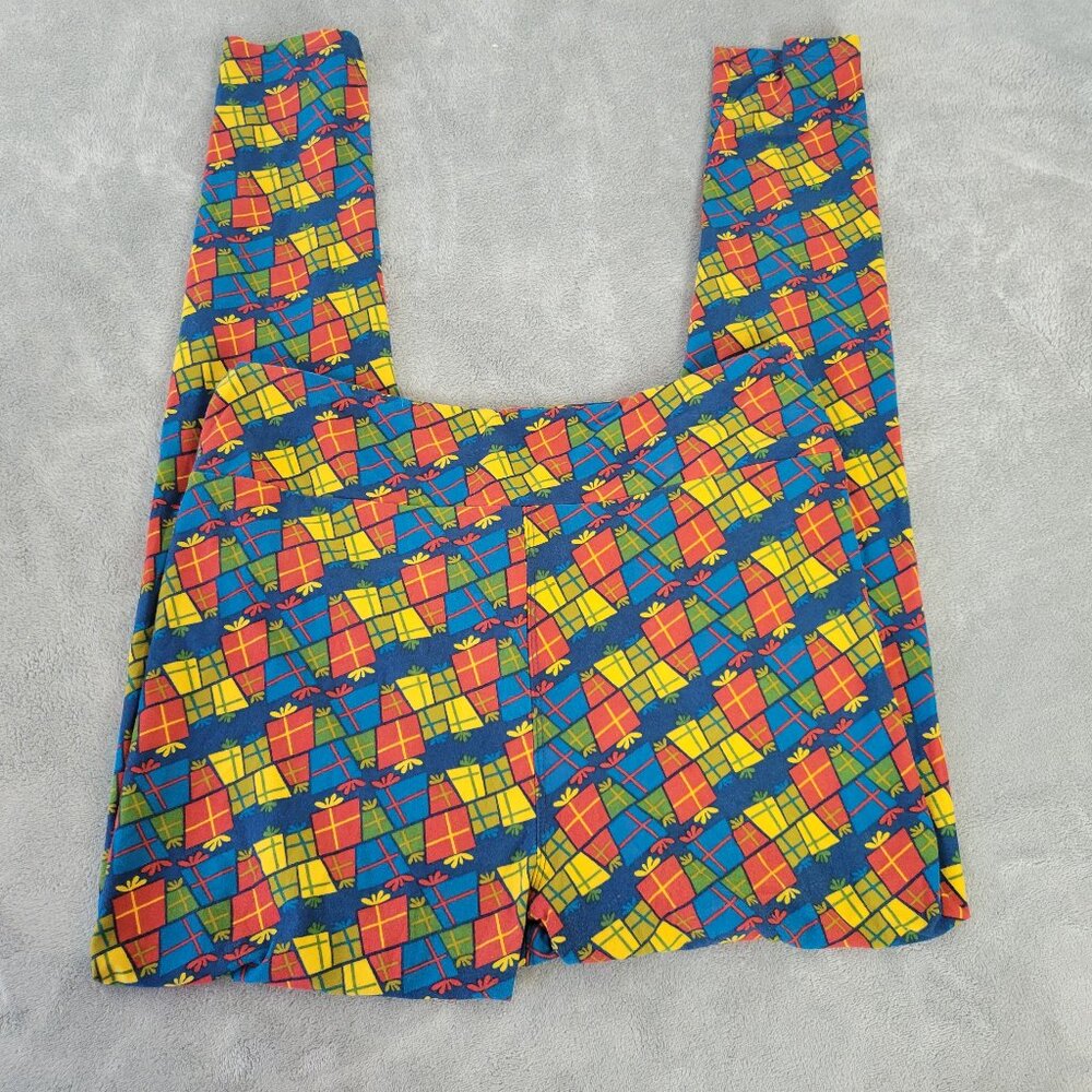 LuLaRoe‎ TC Tall Curvy 12-18 Blue Red Christmas Holiday Leggings NOV123XE